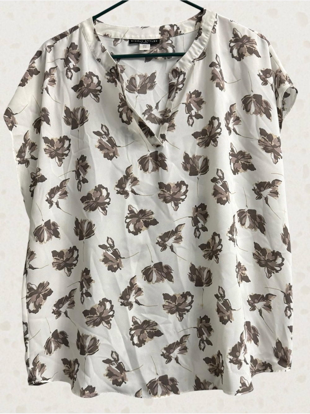 Simply Styled Cream Blouse with Brown Floral Print